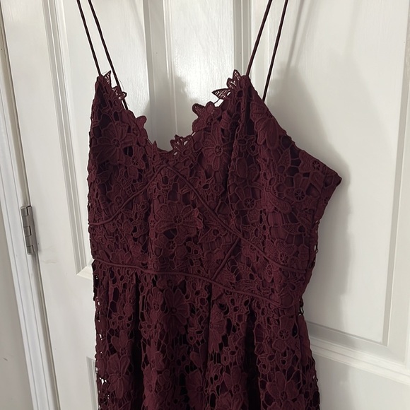 Anthropologie Dress Donna Morgan Renata Lace dress size 12 burgundy - Picture 4 of 11